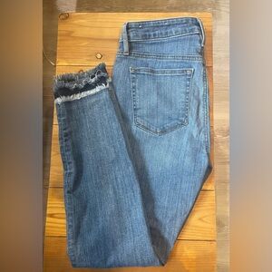 LOFT Frayed Hem Blue Women's Cropped Jeans